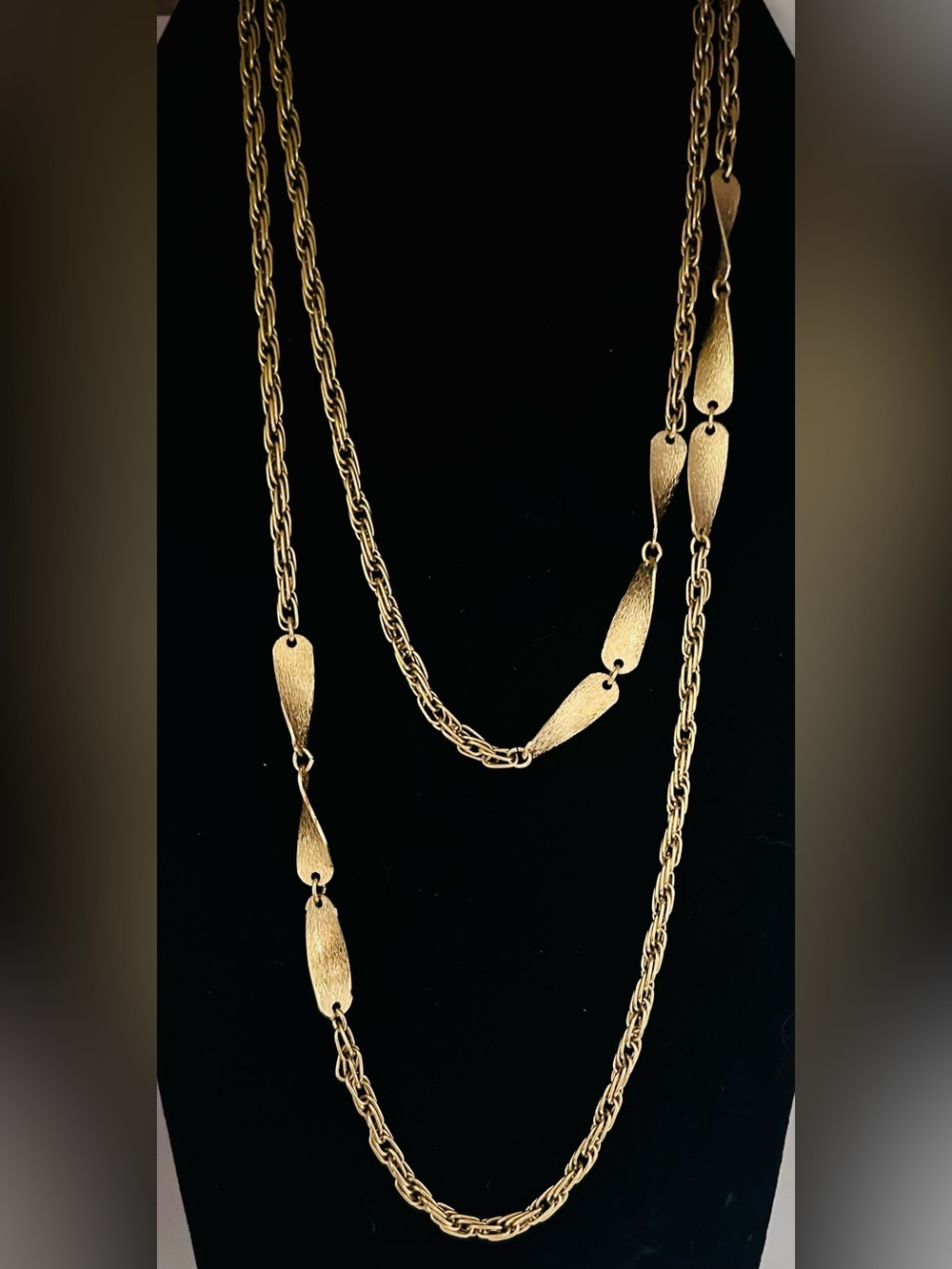Vintage Monet Gold-Tone Women's Long Link Necklace, 58 Inch Monet Necklace
